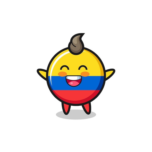 Happy baby colombia flag badge cartoon character cute style design for t shirt sticker logo element