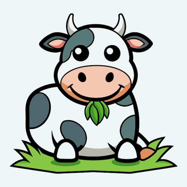 Happy baby funny cow smiling hand drawn mascot cartoon character sticker icon concept isolated