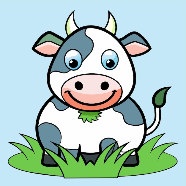 Happy baby funny cow smiling hand drawn mascot cartoon character sticker icon concept isolated