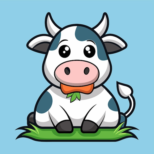 Happy baby funny cow smiling hand drawn mascot cartoon character sticker icon concept isolated