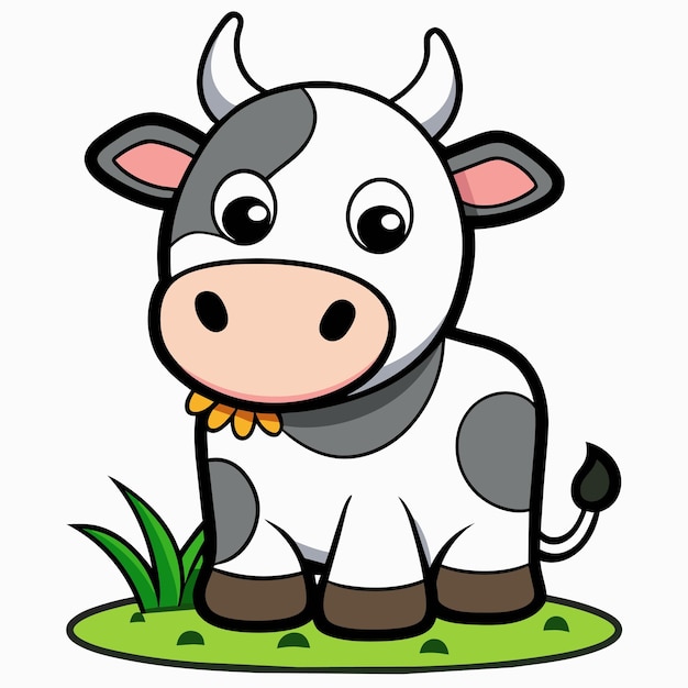 Happy baby funny cow smiling hand drawn mascot cartoon character sticker icon concept isolated