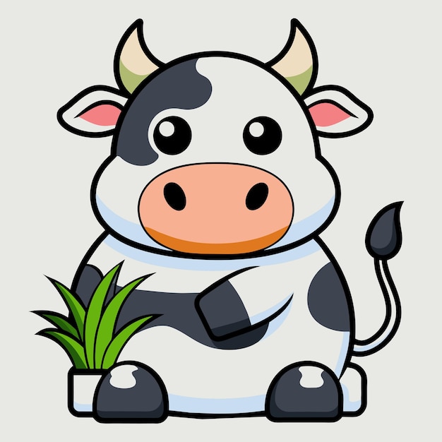 Happy baby funny cow smiling hand drawn mascot cartoon character sticker icon concept isolated