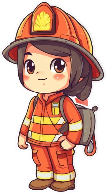 happy baby girl dressed as a firefighter