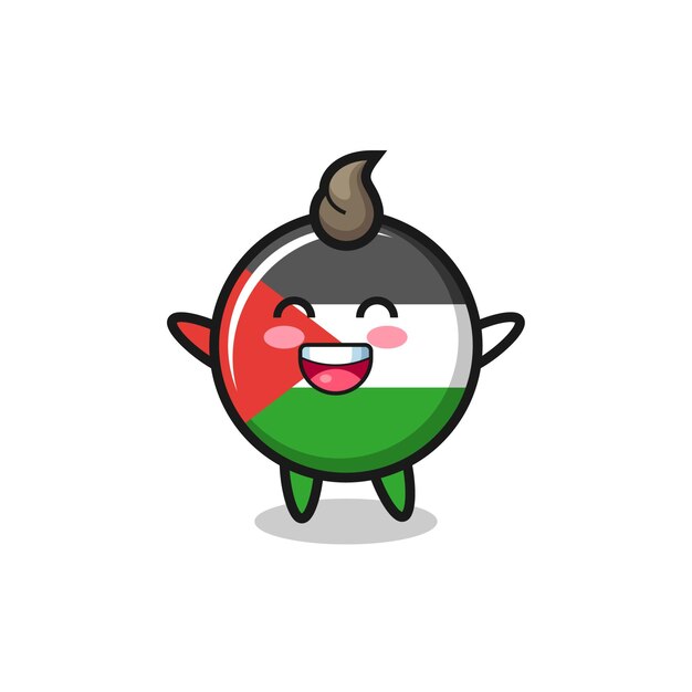 Happy baby palestina vlag badge stripfiguur, schattig stijlontwerp voor t-shirt, sticker, logo-element