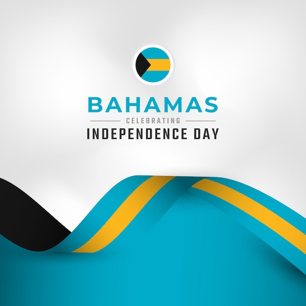 Felice festa dell'indipendenza delle bahamas 10 luglio celebrazione per poster banner pubblicità biglietto di auguri