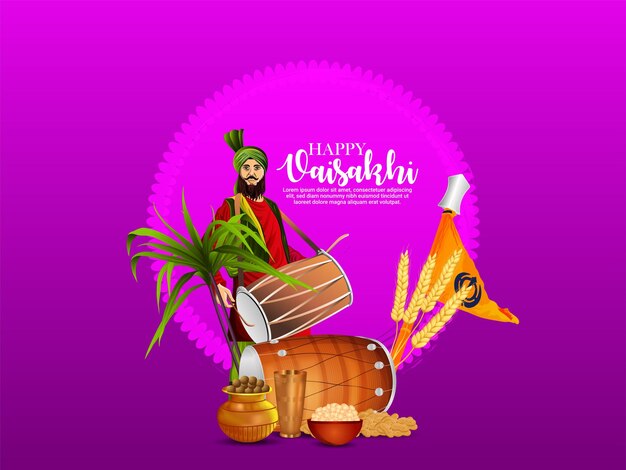 Шаблон дизайна баннера Happy Baisakhi