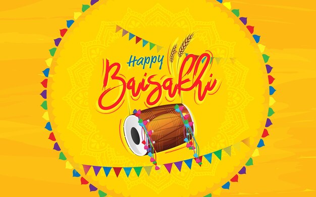 Happy baisakhi vaisakhi festival vector background