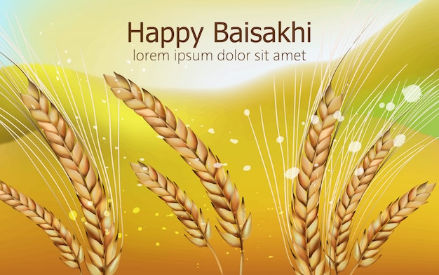 밀 향신료와 화려한 배경을 흐리게 행복 Baisakhi