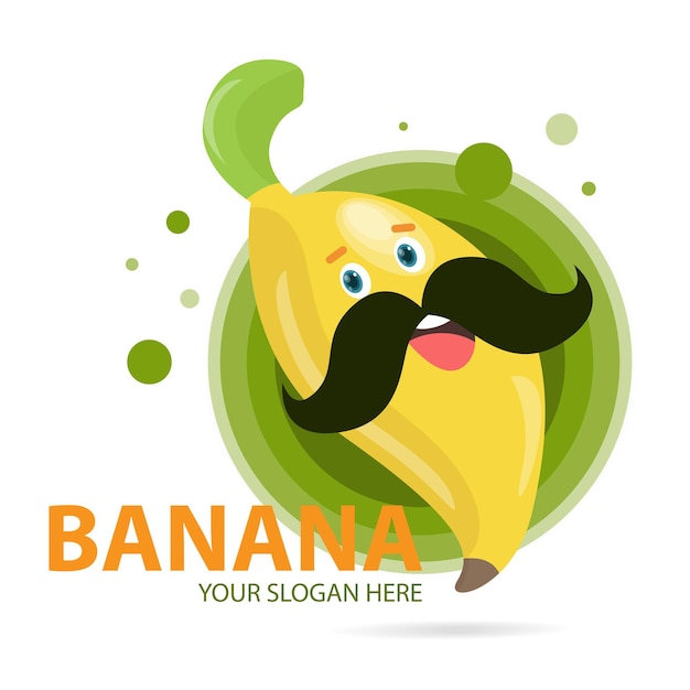 Happy banana character logo template