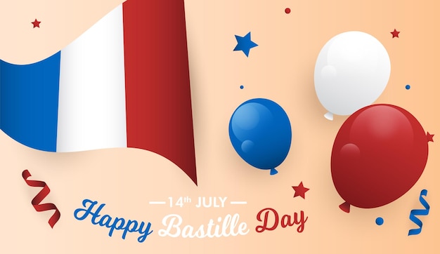 Happy Bastille Day 14 juli Eiffeltoren nationale feestdag van Frankrijk vlag wenskaart poster achtergrond