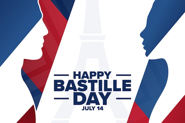 Happy Bastille Day French National Day July 14 Holiday concept Template for background banner card poster with text inscription Vector EPS10 illustration