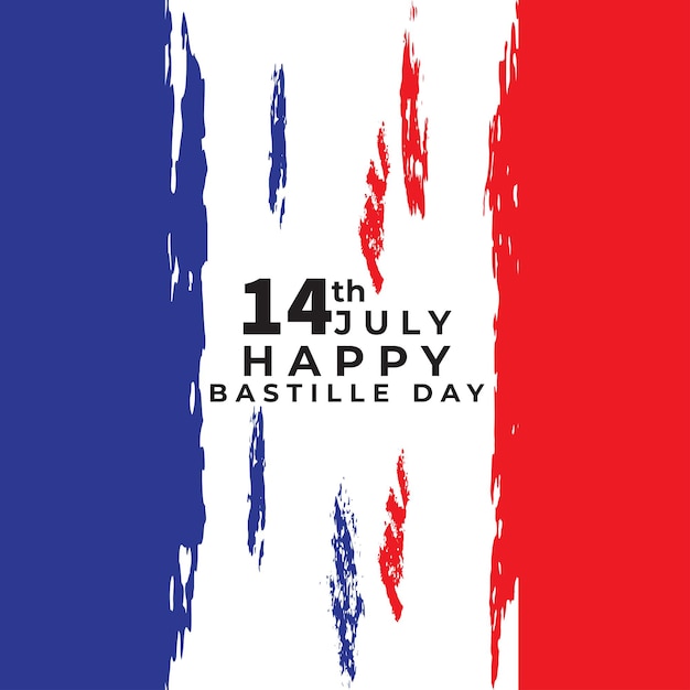 Happy bastille day july 14 france with french flag background logo vector design