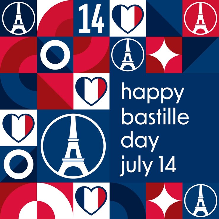 Vector happy bastille day july 14 holiday concept template for background banner card poster with text inscription vector eps10 illustration
