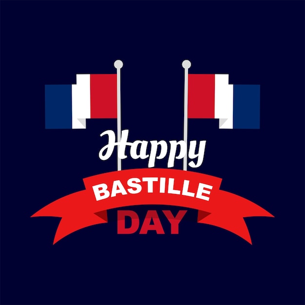 Happy Bastille Day a national holiday celebrated on the 14th of july in france greeting card design