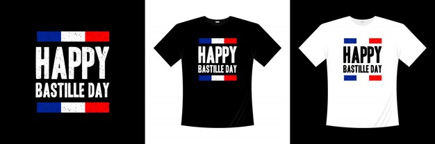 幸せなフランス革命記念日のタイポグラフィtシャツデザイン