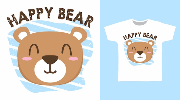 幸せなクマの漫画のtシャツのコンセプトデザイン