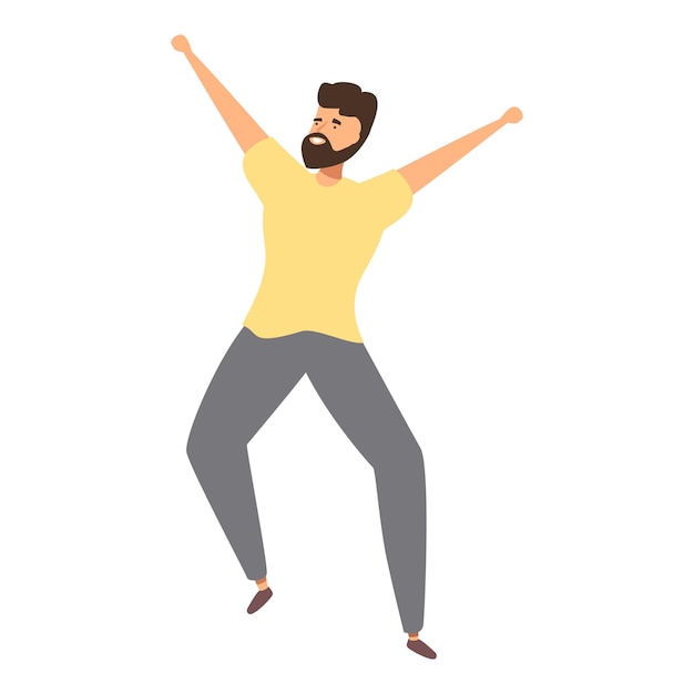 happy bearded man jumping celebrating success with raised hands