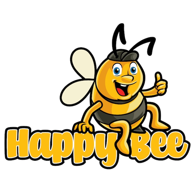 Вектор Шаблон талисмана логотипа happy bee