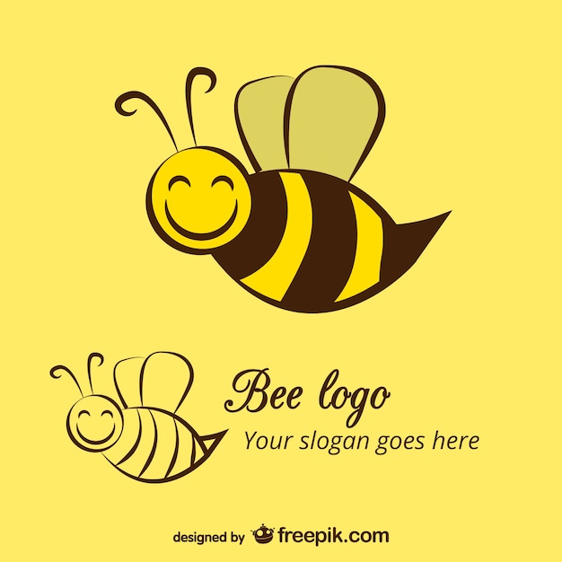 Happy bee logo template