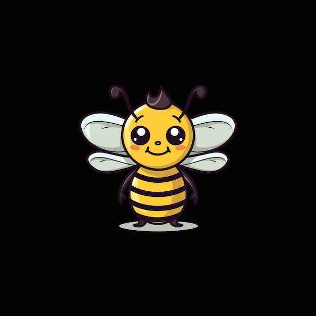 줄무늬와 날개를 가진 행복한 벌