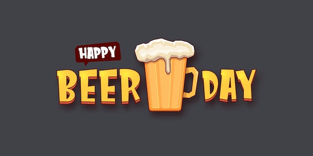 Happy beer day banner met cartoonbier