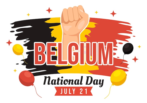 Happy Belgium Independence Day on July 21 Vector Illustration with Waving Flag Background Templates