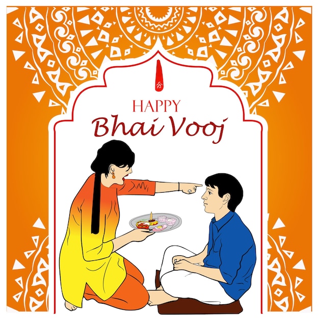 Vettore template di progettazione del poster del festival happy bhai dooj celebration