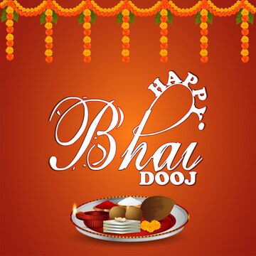 Premium Vector | Happy bhai dooj celebration with pooja thali and background Premium Vector | Happy bhai dooj celebration with pooja thali and background