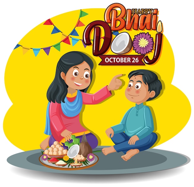 Happy bhai dooj day tekstbanner ontwerp