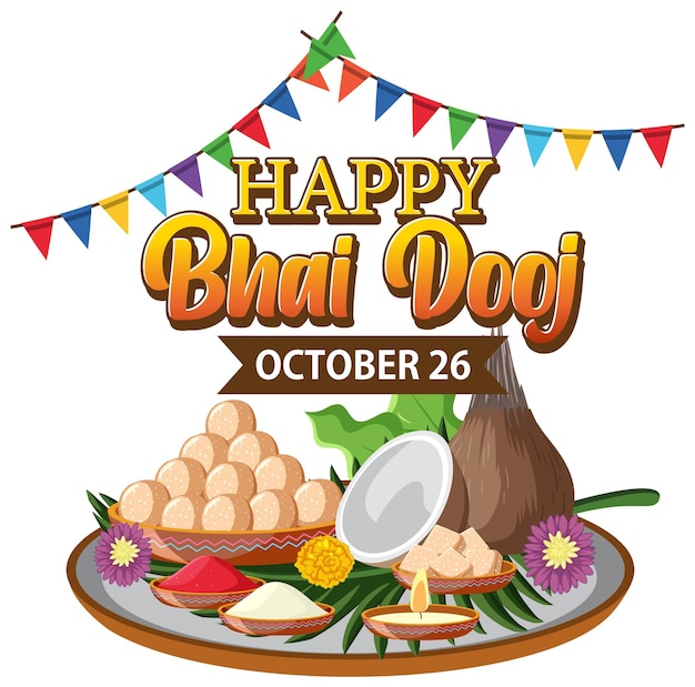 Дизайн текстового баннера Happy Bhai Dooj Day