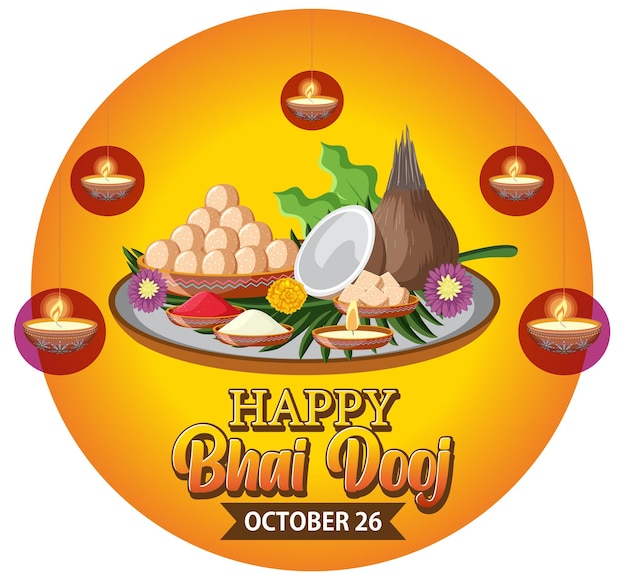 Happy Bhai Dooj Day Text Banner Design