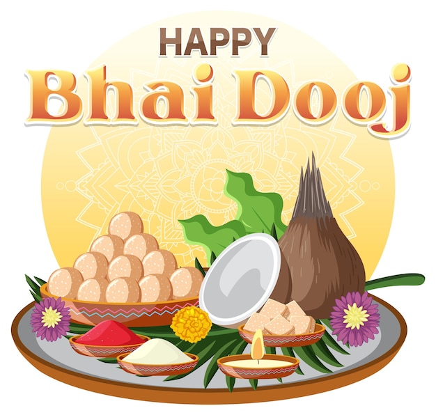 해피 Bhai Dooj의 날 텍스트 디자인