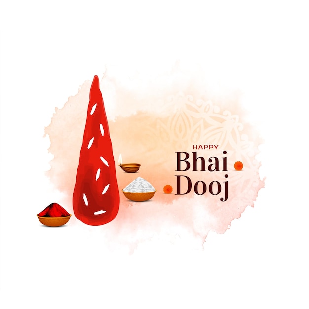 Vector happy bhai dooj festival celebration card with tilak design vector