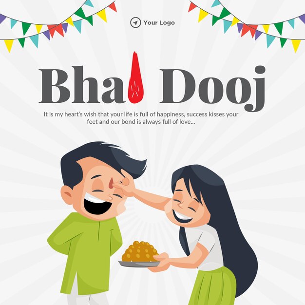 Happy Bhai Dooj Indian festival banner design template