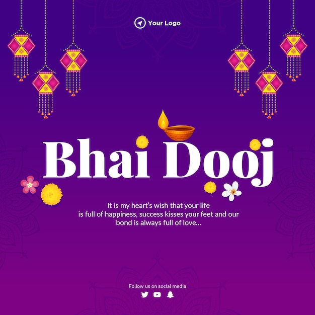 Happy bhai dooj indian festival banner design template