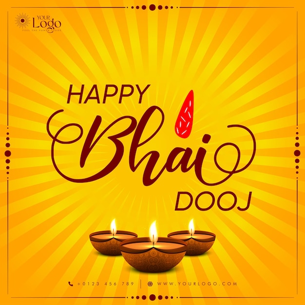 Поздравительная открытка с индийским фестивалем Happy Bhai Dooj, дизайн поста в Instagram - Grafix Circle