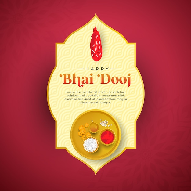 Saluto felice del festival indiano di bhai dooj con gli ornamenti decorativi