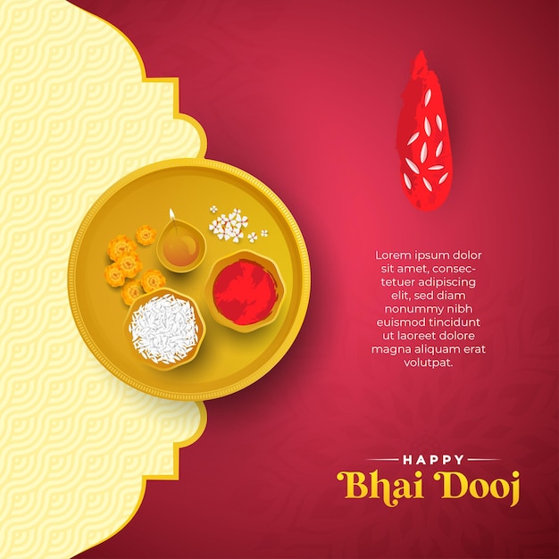 Happy Bhai Dooj Indian festival greeting with decorative ornaments