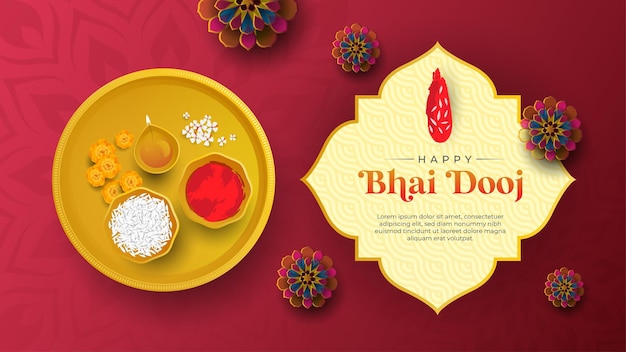 장식 장신구와 해피 Bhai Dooj 인도 축제 인사말