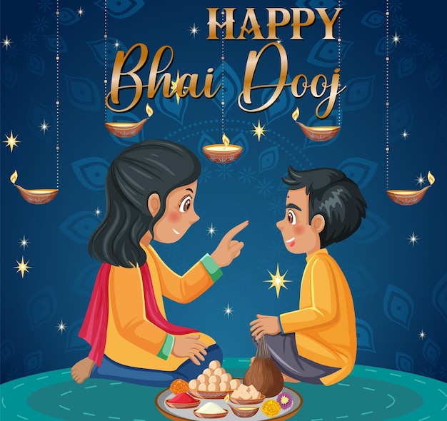 Дизайн плаката Happy Bhai Dooj