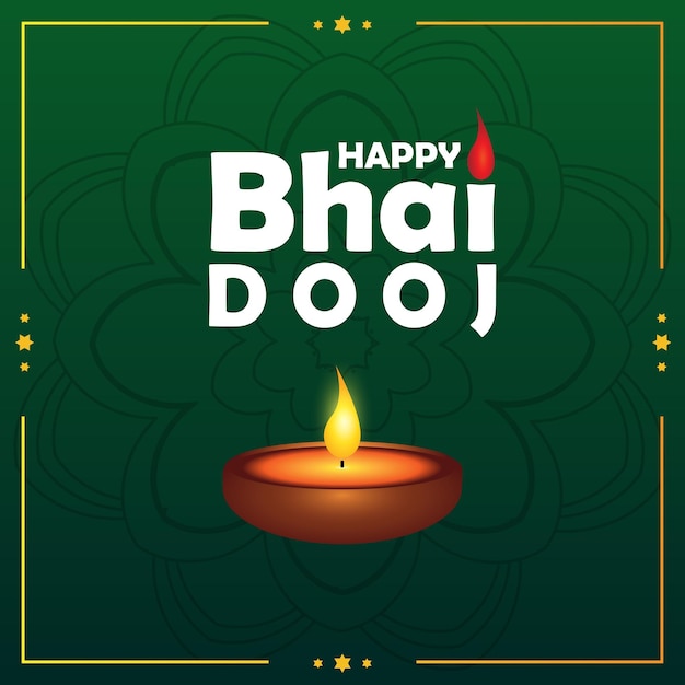 Happy bhai dooj traditional festival card. Traditional diya decoration background vector