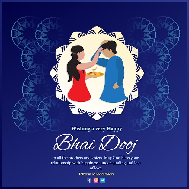 Vector happy bhai dooj traditional indian festival banner