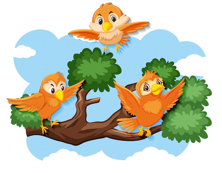 Vector happy bird flying in nature