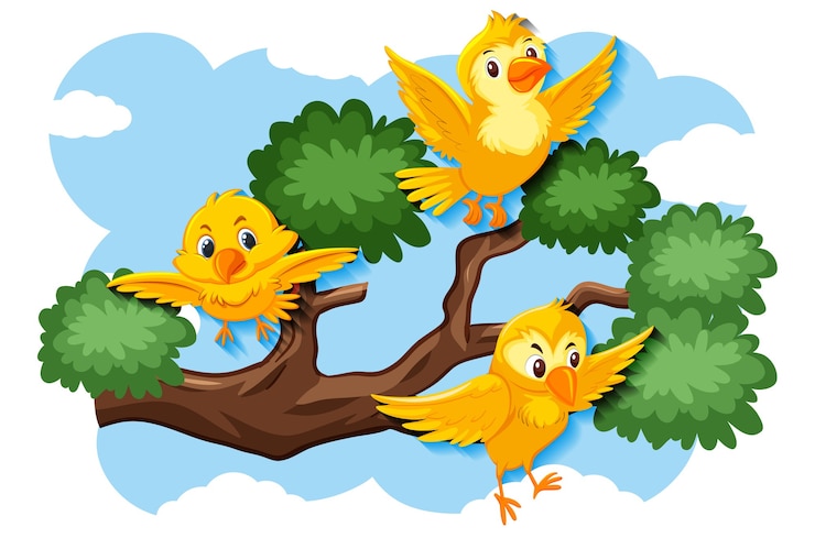Vector happy bird flying in nature