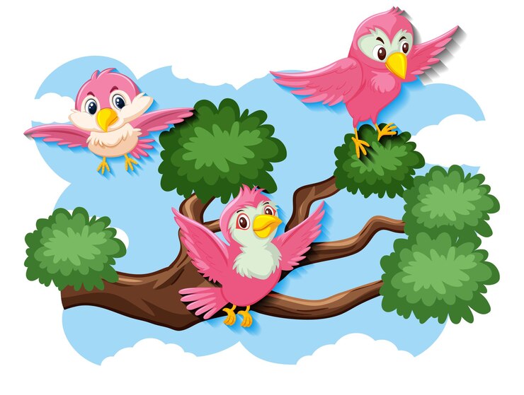 Vector happy bird flying in nature