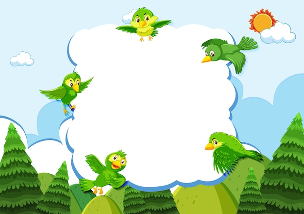 Happy bird in nature background blank banner