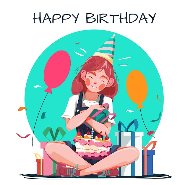 幸せな誕生日のイラスト