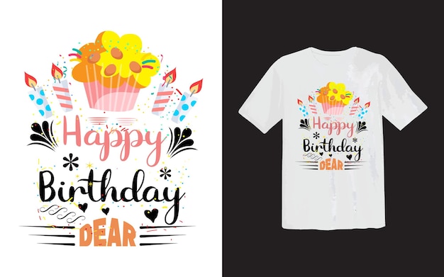 Vector happy birth day or typography t shirt design