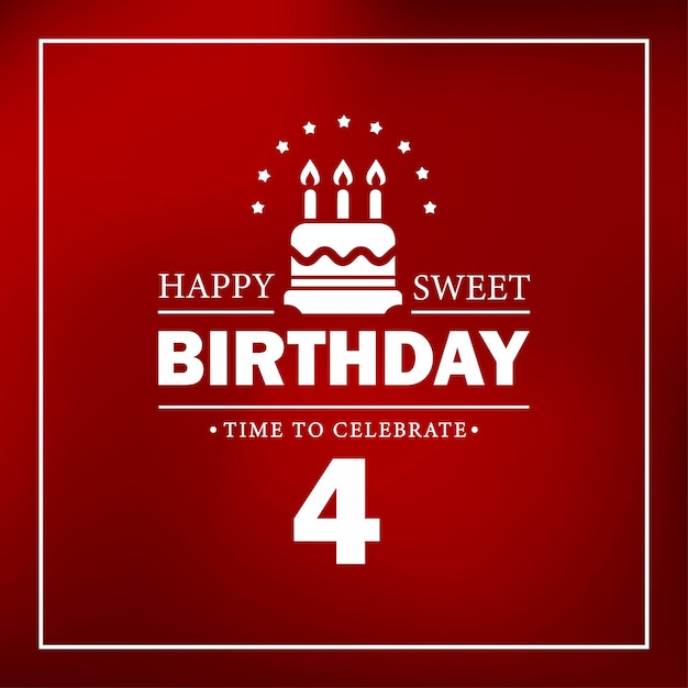 お誕生日おめでとう 04、赤いカード ケーキ、ギフト、ベクトル イラスト。ベクトル テンプレート デザイン要素。