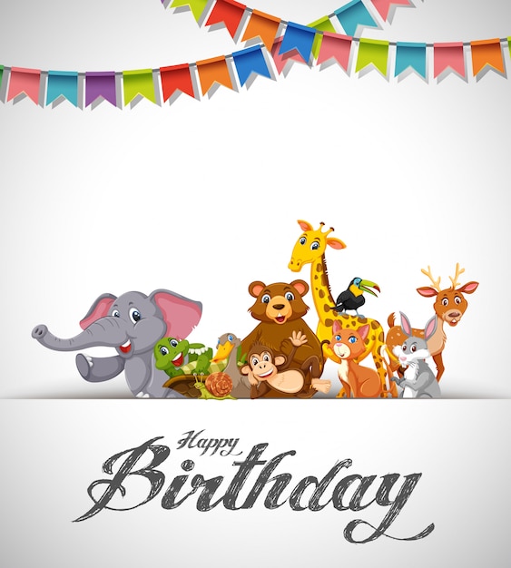 Happy birthday animals card